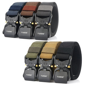 Tactical Belt Military Style Webbing Riggers Web Belt Heavy-Duty Quick-Release Metal Buckle Outdoor Sports