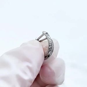 1PC F136 Titanium CZ D-Shape Huggie Hoop Earrings for WomenCartilage Earrings Sensitive Ears for Multiple Piercing Jewelry