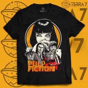Áo Thun In Hình Pulp Fiction Cỡ Lớn Y2K Cổ Tròn Tay Ngắn Cotton Cổ Điển Phim Kinh Điển Dạo Phố Dành Cho Nam Và Nữ