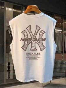 American Style Heavyweight Pure Cotton Mens Vest Cool Trendy Versatile INS Summer Clothing Sleeveless Shoulder T-Shirt