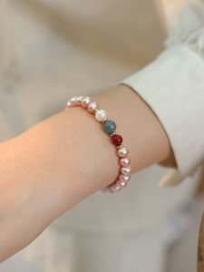 Natural Pearl Bracelet Womens Luxury Design Red Agate String Precise Jade Beads Hand Jewelry Elegant Fashion Accessories