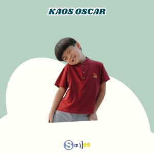 Kaos Anak Cowok Oscar Smilee Warna Maroon Size 1-5 Tahun