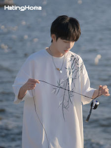 HetingHOME | Hetinghome Summer Trendy Couple Loose Mens No Gender White Short Sleeve T-Shirt Water Flower Print Cotton Youth Popular Style