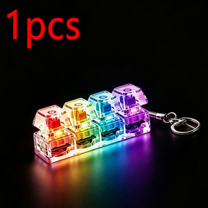 Bandai | 1PC Light Up Keyboard Keychain Stress Relief Clickable LED Button Toy for People with Anxiety Office Desk Accessory