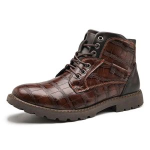 FECHENG Men Boots lace up Style Leather Shoes Italiano ankle Boots Platform Martin boots For Men Chelsea Boots Big Size 39-45 46 47 48