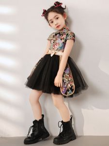 Girls Cheongsam Childrens Traditional Chinese Costume Performance Suit Summer Fashion Show Model National Trend Outfit