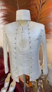 Beskap pengantian motif mutiara full batu swarosky | Beskap pengantin pria dewasa