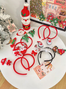 Red Deer Antler Hairband Womens Cute Headwear Forest System Reindeer Adult Hair Accessories Christmas Theme Party Supplies