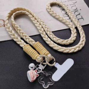 Splicing Long Rope Dopamine Mobile Phone Lanyard Card Crossbody Hanging Rope Cute Cartoon Pendant Phone Lanyards Chain