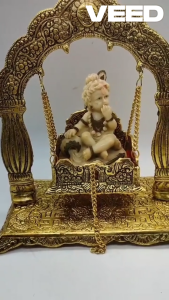 Antique-Style Metal Krishna Jhula | Traditional Swing for Laddu Gopal | 23 x 20 x 11 cm | Ideal for Janmashtami & Diwali Gifting (Pack of 1 pc)