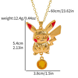 Bandai | Anime Pikachu Charmander Bulbasaur Cartoon Q Version Pendant Necklace - Collectible Fan Jewelry Gift for Holiday