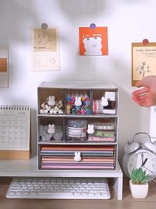 Inaso Rak Alat Tulis Kantor Organizer Meja Rias Tempat Make Up Kosmetik Storage Desktop Drawer Peralatan Rak Meja Laci Penyimpanan Multifungsi HSB688