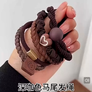 3 in 1 Getah Rambut Yang Ketat High Elastic Rubber Bands Set Ikat Rambut Hair Accessories Wire高弹力卡其色绑发圈橡皮筋