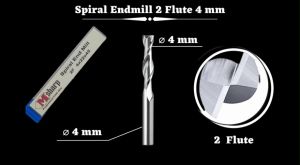 End Mill Spiral 2 flute 4 mm Carbide endmill spiral 2F 4mm