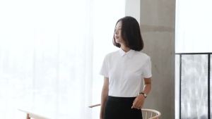 [3705 People Collection ]2025 Spring Non-Iron Wrinkle-Resistant Long Sleeve Black Shirt for Women Formal College Student Workwear Thin Base Shirt