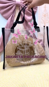 Tas Mika Bening Tali Hitam Jumbo UK 40X30X15 CM – Goodiebag Hampers Kado Acara Formal & Santai