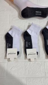 ยกโหลเส้นใบ ถุงเท้านักเรียน ชาย/หญิง สีขาวพื้นเทา สีน้ำตาล กระบวนการถุงเท้ากันลื่น สำหรับผู้ชาย/หญิง