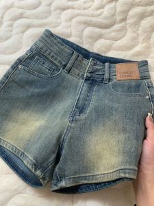 Retro American Elastic Denim Shorts Womens Autumn plus Size Slimming Tight Butt-Lifting Spicy Girl Straight A-Line Hot Pants