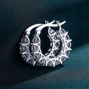 Huitan Unique Women Hoop Earrings Inlaid Shining Cubic Zirconia Trendy Special Accessories Jewelry for Wedding Party Daily