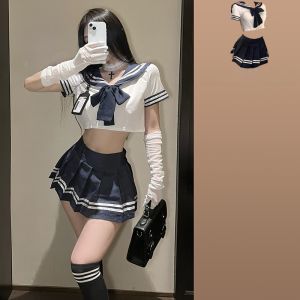 CIEHCHIE | ชุดนักเรียนสีน้ำเงินคอตั้งเซ็กซี่ไซส์ใหญ่สำหรับผู้หญิง ชุดนักเรียน JK ชุดนักเรียนสไตล์ญี่ปุ่น สไตล์ลำลอง