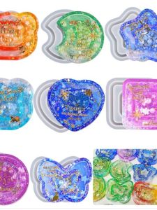 Five-Pointed Star Moon Double Layer Quicksand Mold DIY Epoxy Resin UV Epoxy Ice through Keychain Mirror Silicone Mold