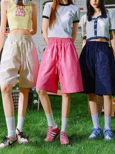 Quần Short Vải Bong Bóng Màu Hồng Dopa Dành Cho Nam Và Nữ Mùa Hè Nhanh Khô Rộng Rãi Thường Ngày Quần Dài Năm Điểm Đi Biển