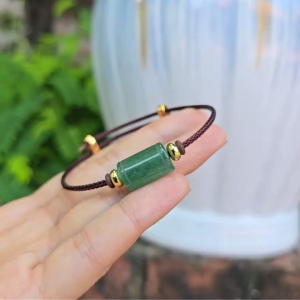 Q2089 Vòng lu thống Thạch Anh Dâu Xanh dây cáp hợp Mộc & Hoả - Phong Thuỷ TUDO