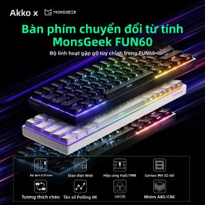Bàn Phím Cơ Học Akko MonsGeek FUN60 60% Công Nghệ Switch Từ Tính Chơi Game Kích Hoạt Nhanh 0.01mm 8K ARGB Tùy Chỉnh Kết Nối Có dây/BT USB