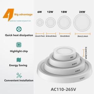 LED Button Dimming Ceiling Lamp 3CCT 6W 12W 18W 24W Circular Panel Light Kitchen Aisle Bedroom Bathroom Ultra-thin Ceiling Light