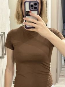Solid Color Slim Fit Short Sleeve Top Casual Pure Color Slim Short-Sleeved Tops Female