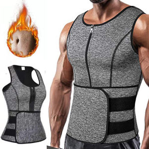 Sauna Sweat Vest for Mens Waist Trainer Neoprene Tank Top Shapewear for Men Body Shape Back Support and Correct Posture Tank Top Trimmer Body Shaper with Belt
