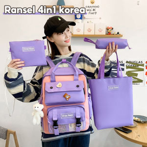 【Produk Diskon】 4 Set Tas / Tas Ransel Sekolah / Tas Anak / Tas Fashion Kuliah / Tas Punggung / Backpack Korea / Tas Murah / Tas Drakor / Tas Back to School / Tas Ransel Siswa / Tas Ransel Siswi / Tas SD / SMP / SMK