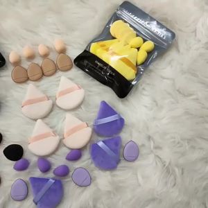 Bộ 12 Miếng Bông Phấn Trang Điểm Nhung Hồng Hình Tam Giác Mini Kèm Túi Đựng Dùng Cho Kem Nền Và Phấn Phủ