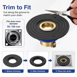 1-10Pcs Adjustable Floor Drain Core Brass Insert Rubber Cover Silicone Seal Shower Bathroom Kitchen Drain Odor Control Accessory