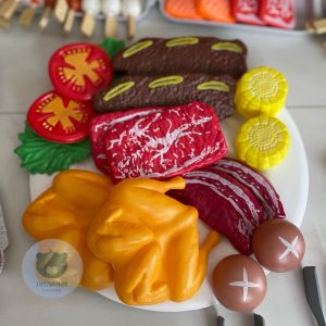 Toynamus ของเล่นจำลอง 80 ชิ้น ชุดบาบี คิว ชุดของเล่นปิ้งย่าง รถเข็นขาย ซูชิ