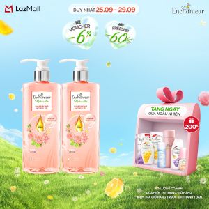 Combo 2 Sữa tắm dưỡng da thiên nhiên Enchanteur Naturelle hương hoa hồng Pháp 510gr