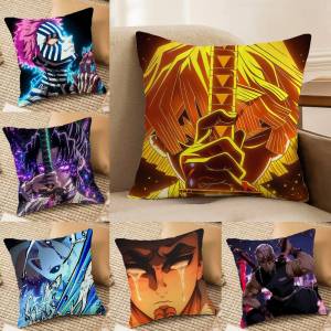 Bandai | Demon Slayer Enmu Lower Moon Anime Plush Pillow Cover Soft Short Plush Cushion Cover For Sofa Bedroom Home Decor Gift Decoration