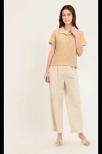 Krizia Buttoned Collared Textured Knitted Blouse