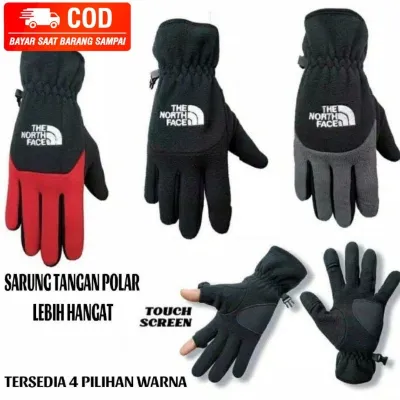 Sarung Tangan Polar TNF dengan lubang dijempol dan telunjuk/Sarung Tangan Outdoor Polar Fleece