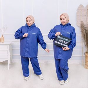 Jas Hujan Raincoat Setelan Baju Celana Terbaik by Akula Anti Rembes Biru Navy