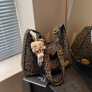 Large Capacity Canvas Shoulder Bag Womens Fashion Commuter Bag Single Strap Crossbody Bag Autumn Winter New Style Poem Blue