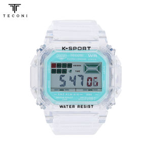 Teconi Jam Tangan Anak Transparant Square A008 Sporty - Anti Air Free Bubble Free Box