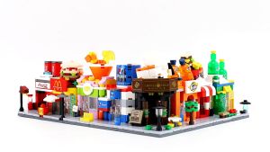 LELE Mainan Anak Perempuan Mini Street View Toko McDonalds 3D Model Puzzle Blok Bangunan