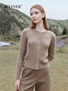 French Style Simple Alashan Cashmere Round Neck Knitted Cardigan