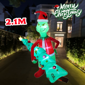 2.1M Christmas Inflatable Monster And Christmas Tree Combination Built LEDFor Indoor Outdoor Lawn CourtyardGarden decoration