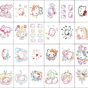 24 cái Hello kittys của tôi melodys mèo kitty phim hoạt hình Hình Xăm Dán phim hoạt hình không thấm nước miếng dán xăm cơ thể Nhãn dán nghệ thuật phụ kiện trang trí