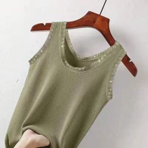QIAOCHENXIAN | Summer Lace Trimmed Ribbed Tank Top