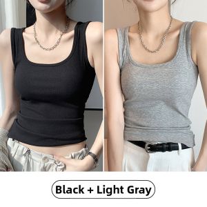Miiow | Wide Shoulder Strap Vest Women Summer White Base Layer Outerwear Covers Side Breast Square Collar New 2025 MiiOW Cat Person
