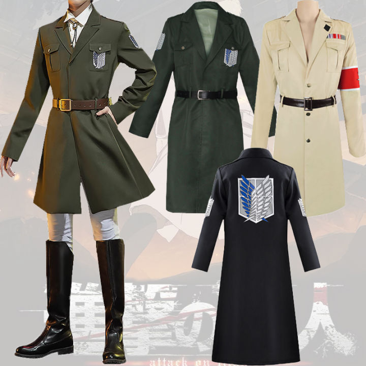 Anime Attack on Titan Cosplay Costume For Adult Women Men Allen Mikasa Ackerman Cloak Long Coat Marley Officer Uniform Freedom Wing Investigation Corps Costume Gift Tie Belt Lazada PH