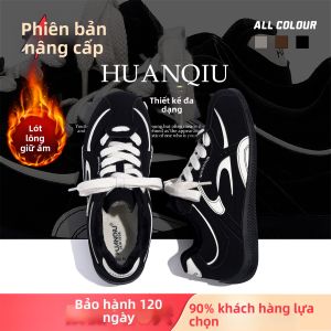 HUANQIU | Giày Thể Thao Nam Đế Dày Kiểu Retro Cổ Thấp Màu Đen